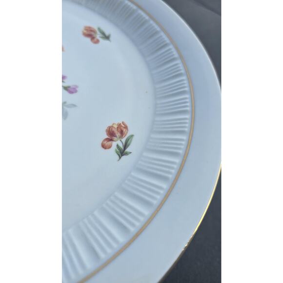 Vintage Henneberg Porzellan Pedestal Cake Plate Floral Gold Trim GDR Germany 11" - Picture 5 of 8